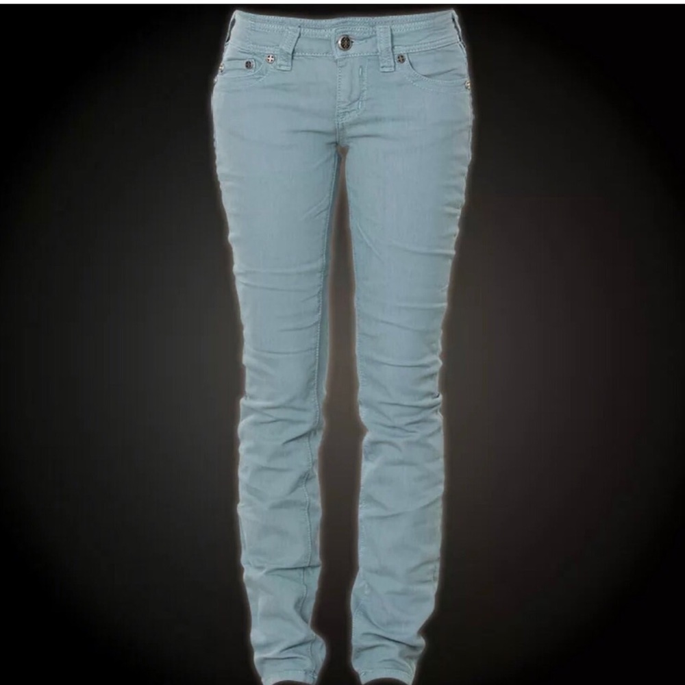 AFFLICTION Women's Denim Jeans RAQUEL FLEUR TEAL E - Picture 2 of 9
